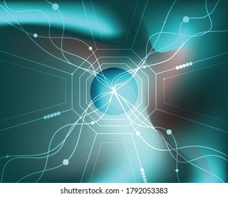 Abstract future circle technology design on green color background
