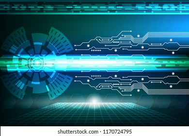 Abstract Future circuit technology blue dark background. Concept innovation connect digital line in world computer network data communication. vector illustration