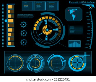 Abstract future, concept vector futuristic blue virtual graphic touch user interface HUD. For web, site, mobile applications isolated on black background, techno, online design, business, gui, ui.
