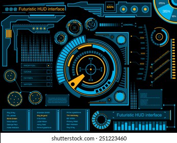 Abstract future, concept vector futuristic blue virtual graphic touch user interface HUD. For web, site, mobile applications isolated on black background, techno, online design, business, gui, ui.