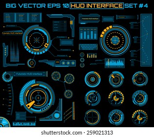 Abstract Future, Concept Vector Futuristic Blue Virtual Graphic Touch User Interface HUD Set. 