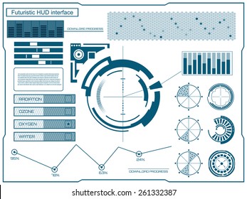Abstract future, concept vector futuristic blue virtual graphic touch user interface HUD. For web, site, mobile applications isolated on black background, techno, online design, business, gui, ui.