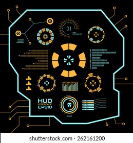 Abstract future, concept vector futuristic blue virtual graphic touch user interface HUD. For web, site, mobile applications isolated on black background, techno, online design, business, gui, ui.