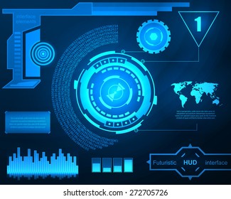 Abstract future, concept vector futuristic blue virtual graphic touch user interface HUD. For web, site, mobile applications isolated on black background, techno, online design, business, gui, ui.