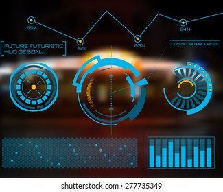 Abstract future, concept vector futuristic blue virtual graphic touch user interface HUD. For web, site, mobile applications isolated on black background, techno, online design, business, gui, ui.
