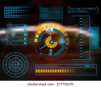 Abstract future, concept vector futuristic blue virtual graphic touch user interface HUD. For web, site, mobile applications isolated on black background, techno, online design, business, gui, ui.