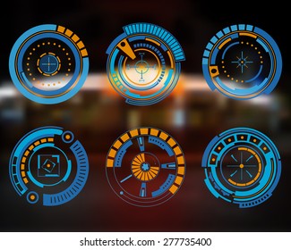 Abstract future, concept vector futuristic blue virtual graphic touch user interface HUD. For web, site, mobile applications isolated on black background, techno, online design, business, gui, ui.