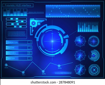 Abstract future, concept vector futuristic blue virtual graphic touch user interface HUD. For web, site, mobile applications isolated on black background, techno, online design, business, gui, ui.