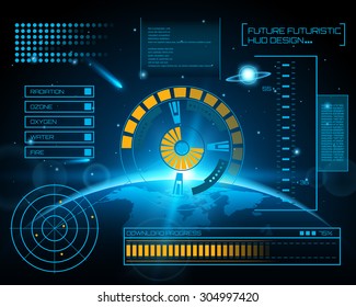 Abstract future, concept vector futuristic blue virtual graphic touch user interface HUD. For web, site, mobile applications isolated on black background, techno, online design, business, gui, ui