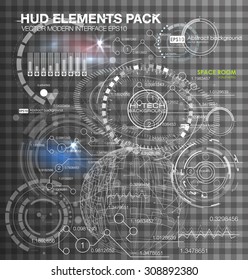 Abstract future, concept vector futuristic virtual graphic touch user interface HUD elements on transparent background vector illustration. White infographic elements. futuristic user interface HUD