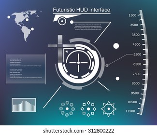 Abstract future, concept vector futuristic blue virtual graphic touch user interface HUD. For web, site, mobile applications isolated on black background, techno, online design, business