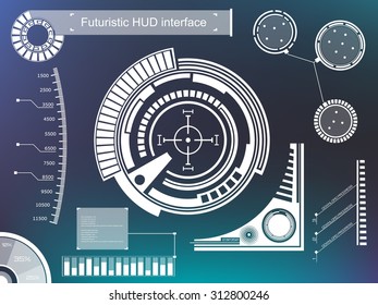 Abstract future, concept vector futuristic blue virtual graphic touch user interface HUD. For web, site, mobile applications isolated on black background, techno, online design, business