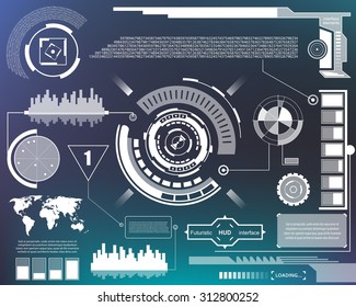 Abstract future, concept vector futuristic blue virtual graphic touch user interface HUD. For web, site, mobile applications isolated on black background, techno, online design, business