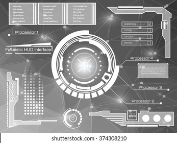 Abstract future, concept vector futuristic blue virtual graphic touch user interface HUD. For web, site, mobile applications isolated on black background, techno, online design, business, gui, ui