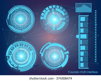 Abstract future, concept vector futuristic blue virtual graphic touch user interface HUD. For web, site, mobile applications isolated on black background, techno, online design, business, gui, ui