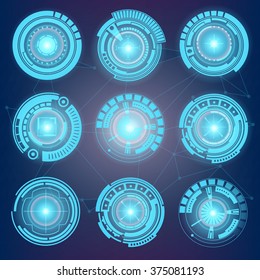 Abstract future, concept vector futuristic blue virtual graphic touch user interface HUD. For web, site, mobile applications isolated on black background, techno, online design, business, gui, ui