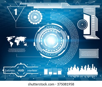 Abstract future, concept vector futuristic blue virtual graphic touch user interface HUD. For web, site, mobile applications isolated on black background, techno, online design, business, gui, ui