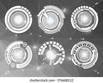 Abstract future, concept vector futuristic blue virtual graphic touch user interface HUD. For web, site, mobile applications isolated on black background, techno, online design, business, gui, ui