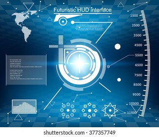 Abstract future, concept vector futuristic blue virtual graphic touch user interface HUD. For web, site, mobile applications isolated on black background, techno, online design, business, gui, ui