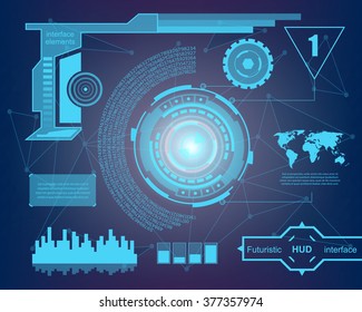 Abstract future, concept vector futuristic blue virtual graphic touch user interface HUD. For web, site, mobile applications isolated on black background, techno, online design, business, gui, ui