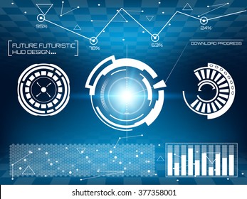 Abstract future, concept vector futuristic blue virtual graphic touch user interface HUD. For web, site, mobile applications isolated on black background, techno, online design, business, gui, ui