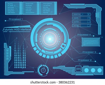 Abstract future, concept vector futuristic blue virtual graphic touch user interface HUD. For web, site, mobile applications isolated on black background, techno, online design, business, gui, ui