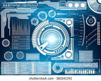 Abstract future, concept vector futuristic blue virtual graphic touch user interface HUD. For web, site, mobile applications isolated on black background, techno, online design, business, gui, ui