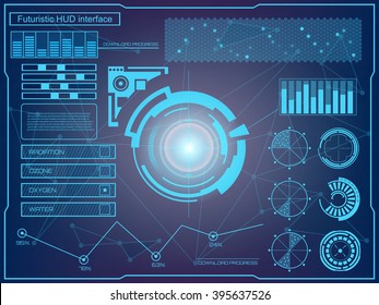 Abstract future, concept vector futuristic blue virtual graphic touch user interface HUD. For web, site, mobile applications isolated on black background, techno, online design, business, gui, ui