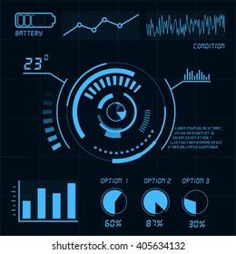 Abstract future, concept vector futuristic blue virtual graphic touch user interface HUD. For web, site, mobile applications isolated on dark blue background, techno, online design, business, gui, ui