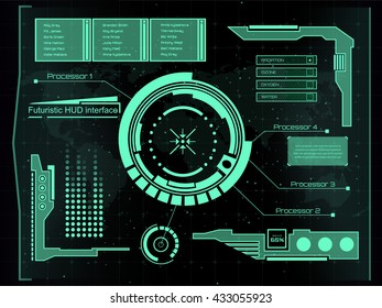 Abstract future, concept vector futuristic blue virtual graphic touch user interface HUD. For web, site, mobile applications isolated on black background, techno, online design, business, gui, ui.