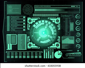 Abstract future, concept vector futuristic blue virtual graphic touch user interface HUD. For web, site, mobile applications isolated on black background, techno, online design, business, gui, ui.