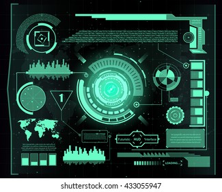 Abstract future, concept vector futuristic blue virtual graphic touch user interface HUD. For web, site, mobile applications isolated on black background, techno, online design, business, gui, ui.
