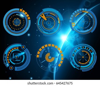 Abstract future, concept vector futuristic blue virtual graphic touch user interface HUD. For web, site, mobile applications isolated on background, techno, online design, business, gui, ui, kit, hud