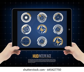 Abstract future, concept vector futuristic blue virtual graphic touch user interface HUD. For web, site, mobile applications isolated on background, techno, online design, business, gui, ui, kit, hud