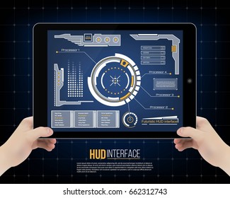 Abstract future, concept vector futuristic blue virtual graphic touch user interface HUD. For web, site, mobile applications isolated on background, techno, online design, business, gui, ui, kit, hud