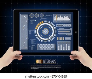 Abstract future, concept vector futuristic blue virtual graphic touch user interface HUD. For web, site, mobile applications isolated on background, techno, online design, business, gui, ui, kit.