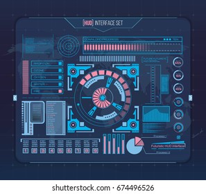 Abstract future, concept vector futuristic blue virtual graphic touch user interface HUD. For web, site, mobile applications isolated on background, techno, online design, business, gui, ui, kit.