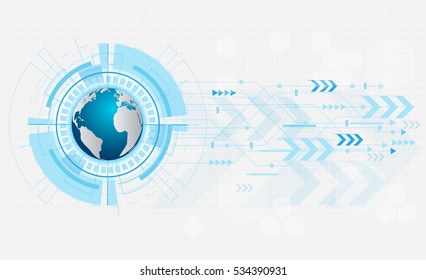 Abstract future digital technology concept on white background,world map in eyeball,vector,illustration.