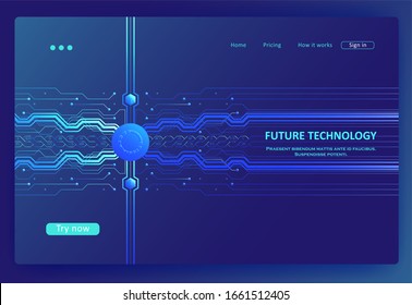 Abstrakter zukünftiger Technologie-Hintergrund. Futuristische Leiterplattenhintergrund. High-Tech Illustration der digitalen Technologie. Grafisches Konzept für Ihr Design.