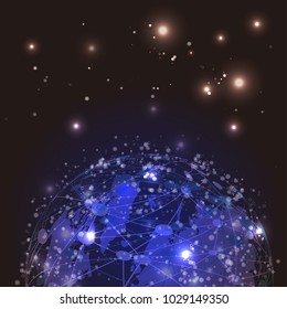 Abstract future technology concept background and World map point,network connection line composition concept of global business. Vector Illustration.