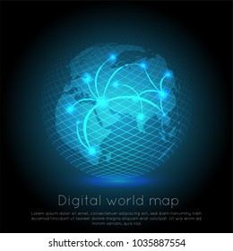 Abstract future technology concept background and World map point,network connection line composition concept of global business. Vector Illustration.