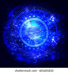 Abstract future technology concept background blue with horizontal lines, vector illustration for your design.