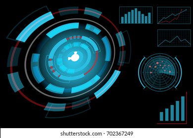 abstract future technology concept background with radar,graph icon.vector and illustration