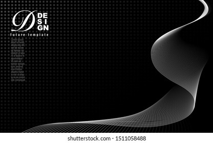 Abstract future template design spiral wave with monochrome texture. Abstract geometric background for minimal cover design for web placard poster banner. - Vector