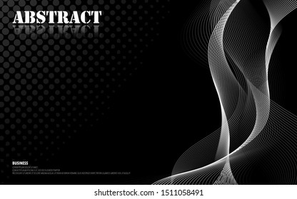 Abstract future template design spiral wave with monochrome texture. Abstract geometric background for minimal cover design for web placard poster banner. - Vector