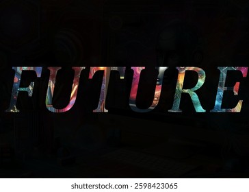 Abstract Future Text Effect Design Black Background
