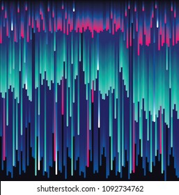 Abstract futurisitc glitch vector background in blue, green and pink hues
