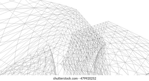 abstract  futuristic 3d building 