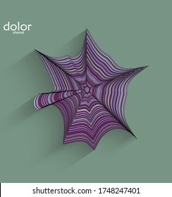 Resumen de un objeto 3D futurista con sombra realista sobre fondo plano. Icono de informática de ciencia de datos de tecnología de modelos digitales. Forma geométrica con rayas multicolores.