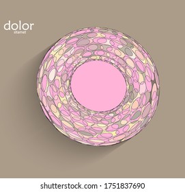 Resumen de un objeto 3D futurista con sombra realista sobre fondo plano. Icono de informática de ciencia de datos de tecnología de modelos digitales. Forma geométrica con rayas multicolores.